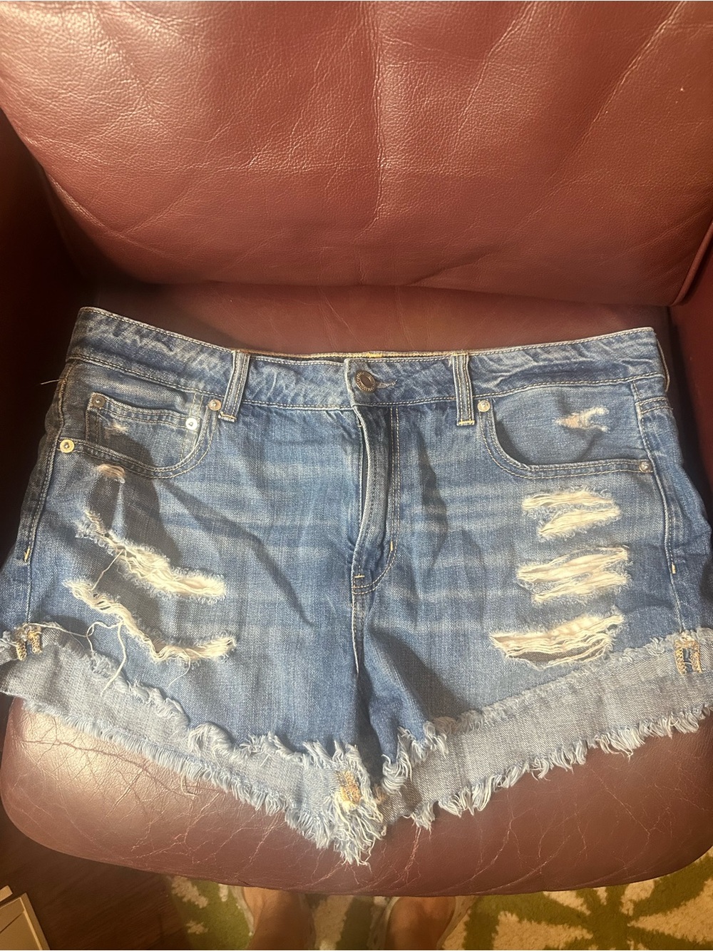 American Eagle Outfitters Distressed Blue Denim Cutoff Shorts